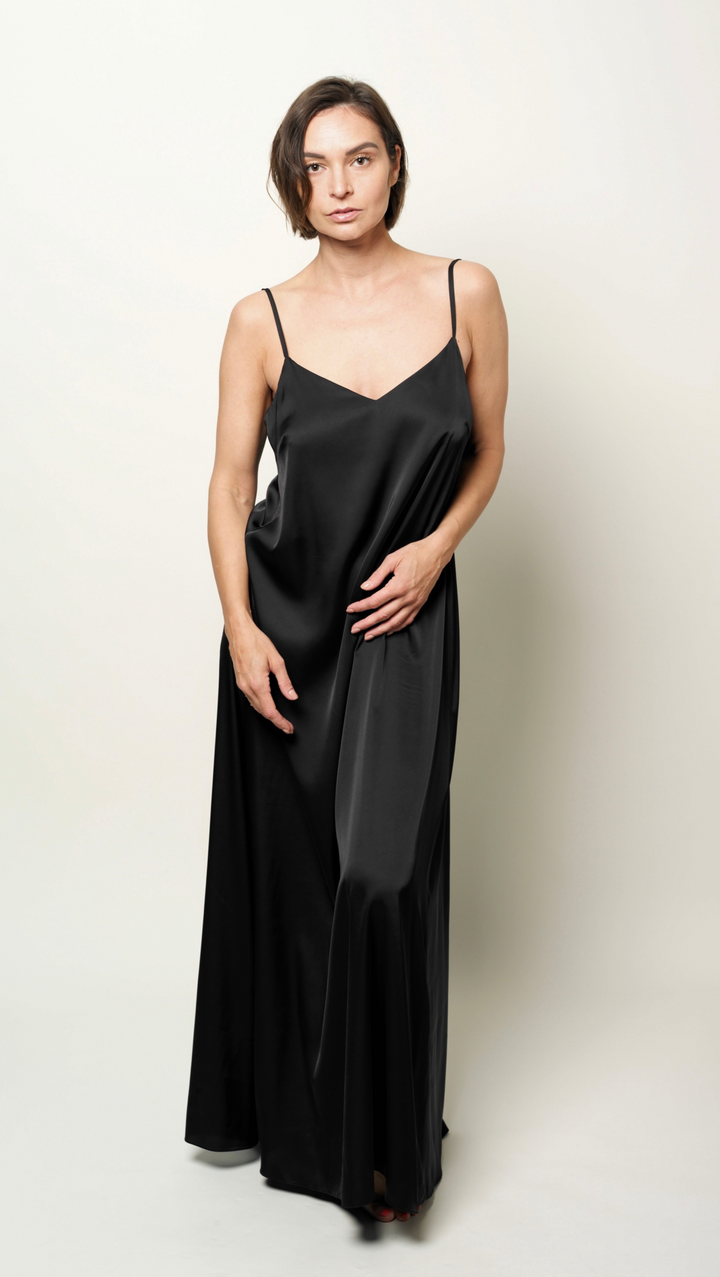 Black Silk open-back dress BeaA - Be At Home with Yourself