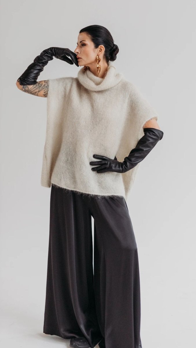 Black Silk Palazzo Trousers - BeaA - Be At Home with Yourself - Trousers