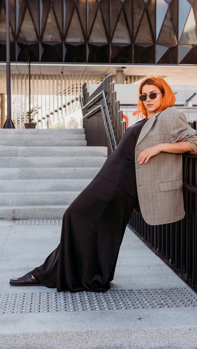 Black Silk Palazzo Trousers - BeaA - Be At Home with Yourself - Trousers