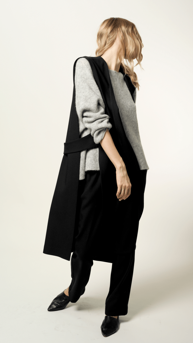 Black Wool Midi Vest - BeaA - Be At Home with Yourself - vests