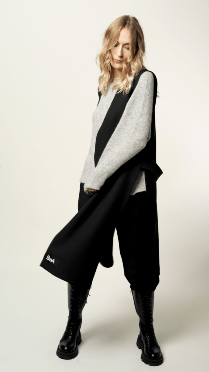 Black Wool Midi Vest - BeaA - Be At Home with Yourself - vests