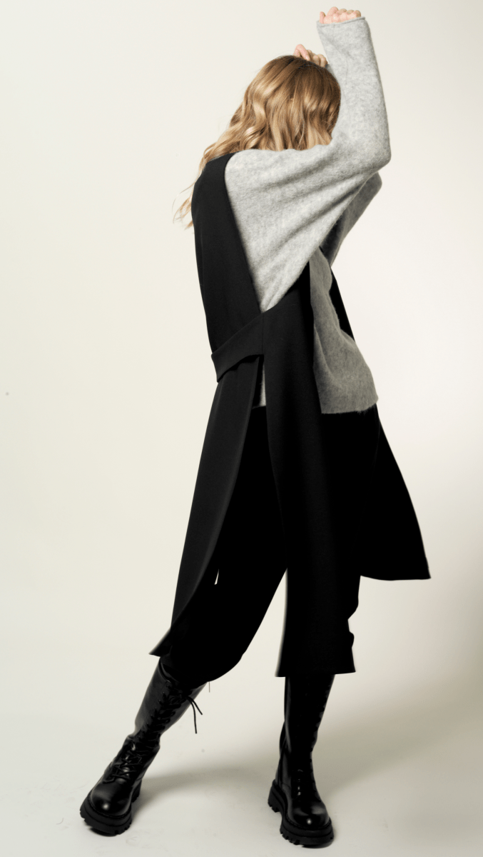 Black Wool Midi Vest - BeaA - Be At Home with Yourself - vests