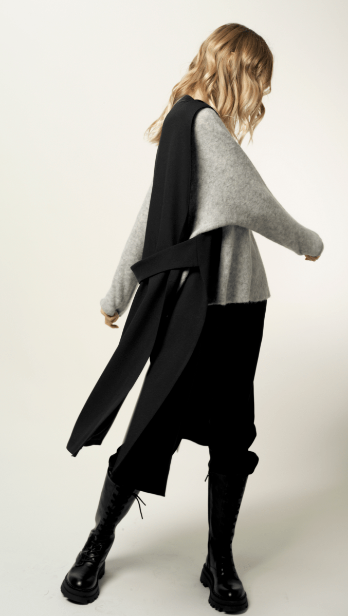 Black Wool Midi Vest - BeaA - Be At Home with Yourself - vests
