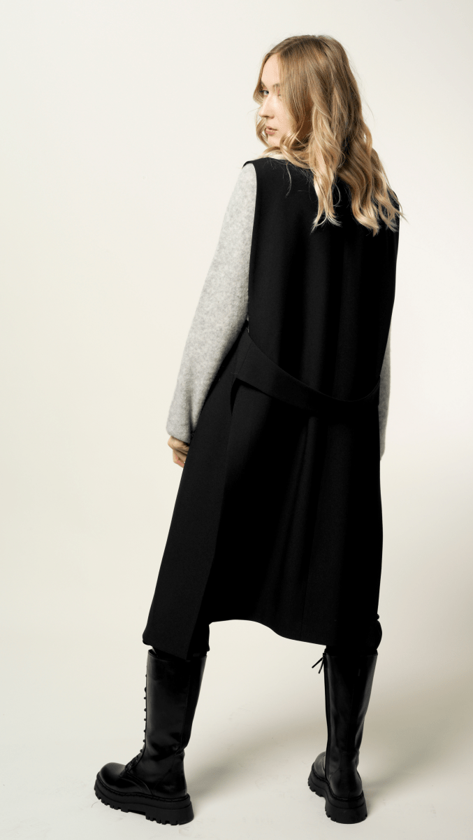 Black Wool Midi Vest - BeaA - Be At Home with Yourself - vests