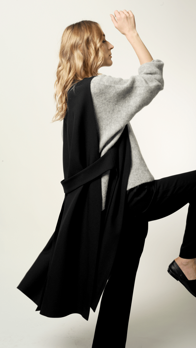 Black Wool Midi Vest - BeaA - Be At Home with Yourself - vests