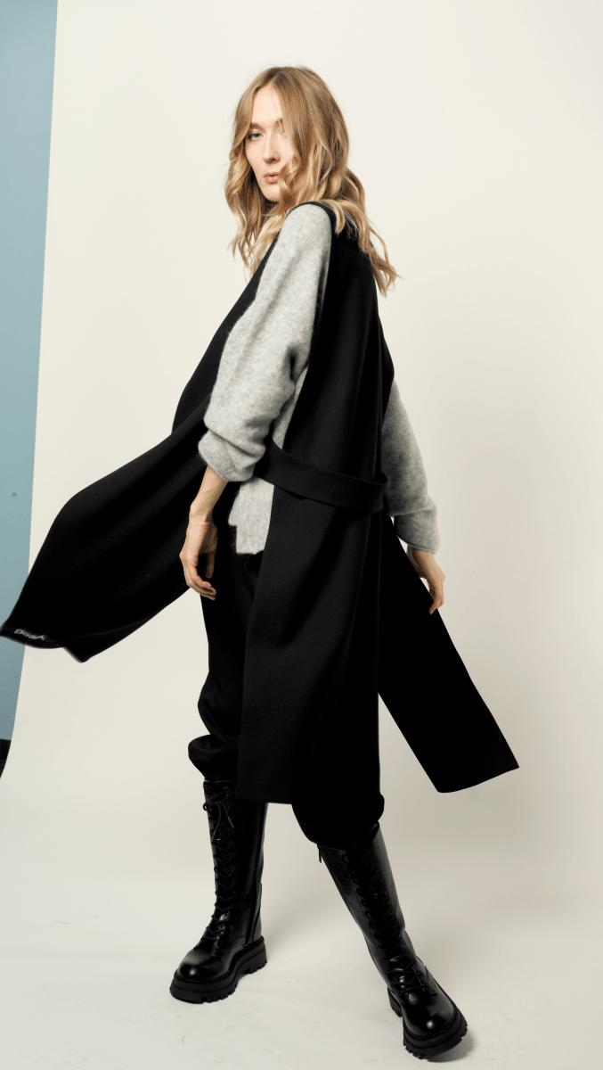 Black Wool Midi Vest - BeaA - Be At Home with Yourself - vests