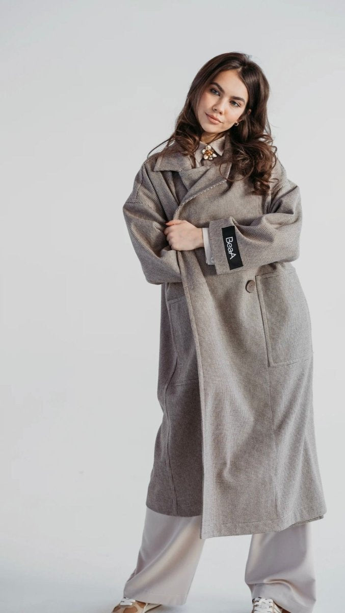 Button Coat Micro check - BeaA - Be At Home with Yourself - coat