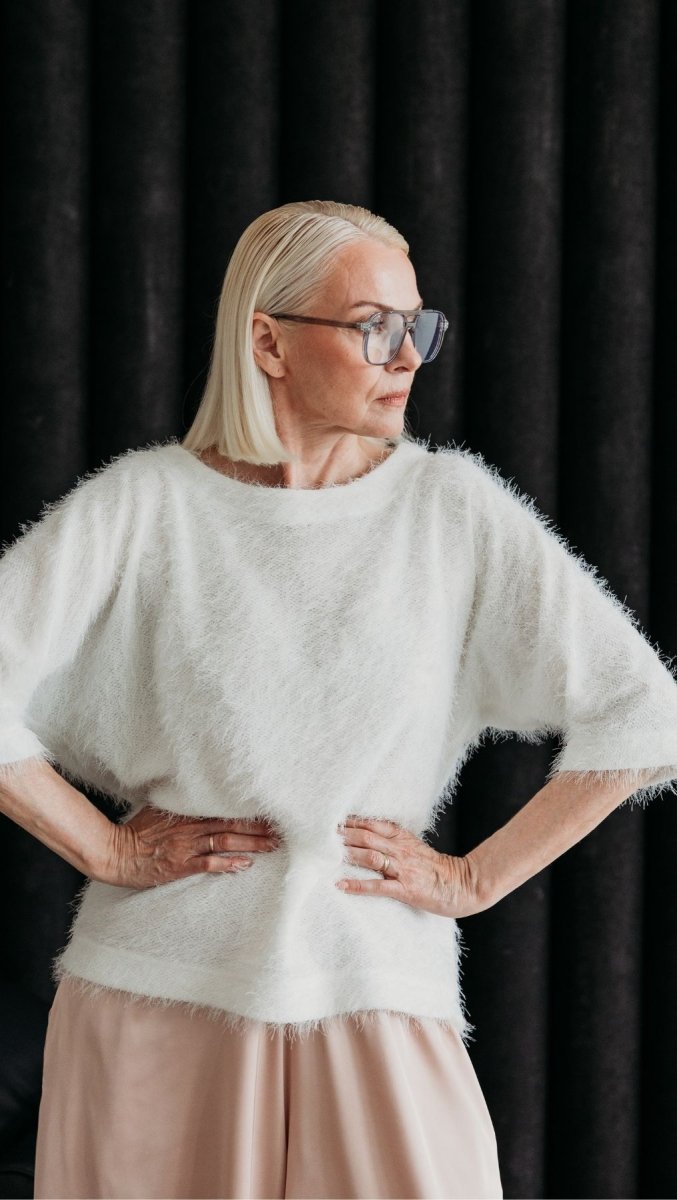 Fluffy top White - BeaA - Be At Home with Yourself - sweater