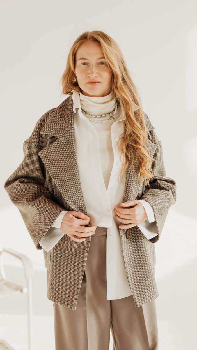 Jacket in Micro check - BeaA - Be At Home with Yourself - coat
