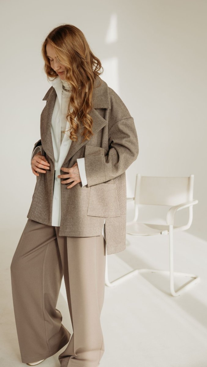 Jacket in Micro check - BeaA - Be At Home with Yourself - coat