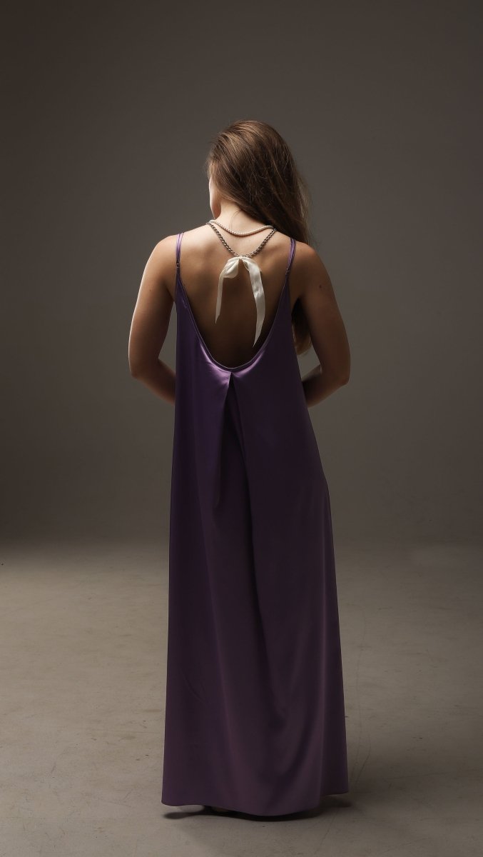 Lilac Open - back Silk Maxi Dress - BeaA - Be At Home with Yourself - Dress