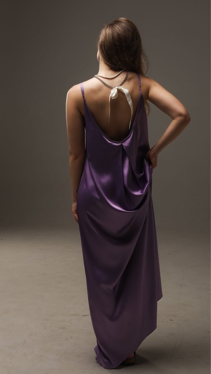 Lilac Open - back Silk Maxi Dress - BeaA - Be At Home with Yourself - Dress