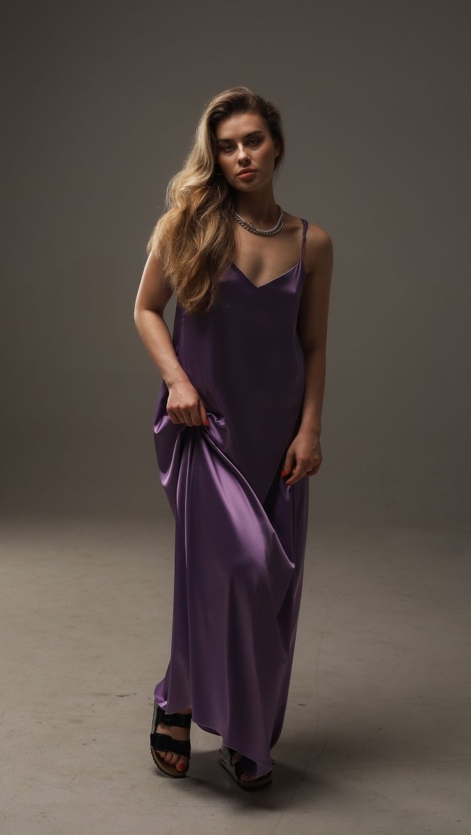 Lilac Open - back Silk Maxi Dress - BeaA - Be At Home with Yourself - Dress