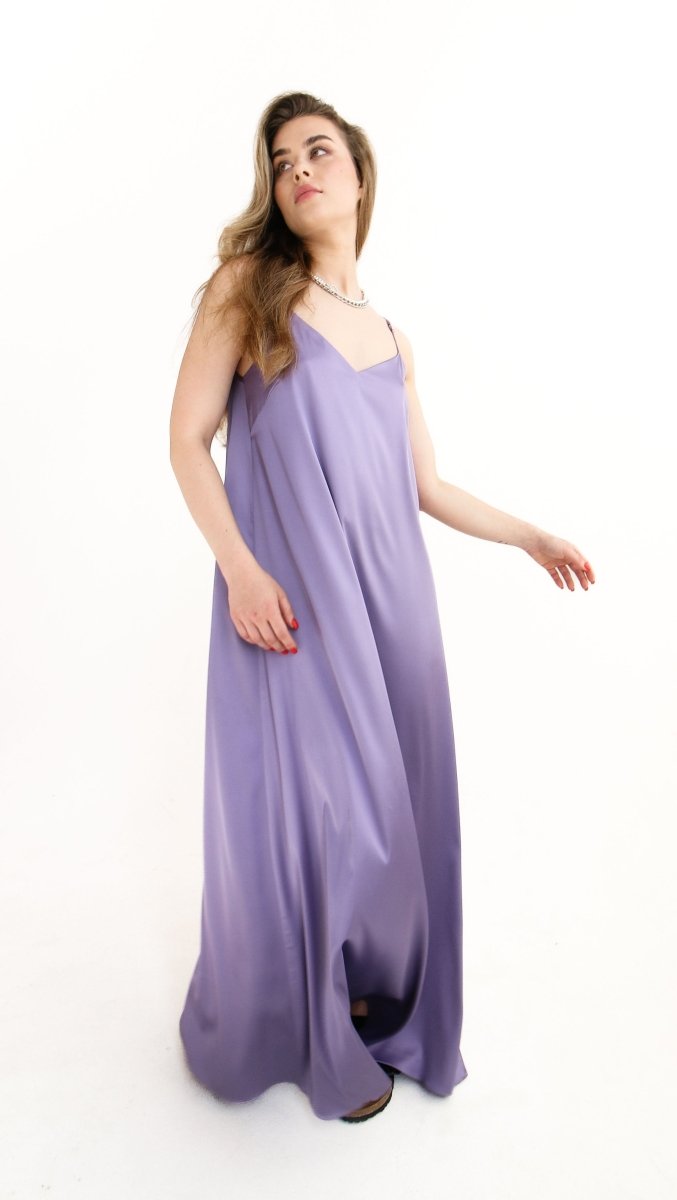 Lilac Open - back Silk Maxi Dress - BeaA - Be At Home with Yourself - Dress