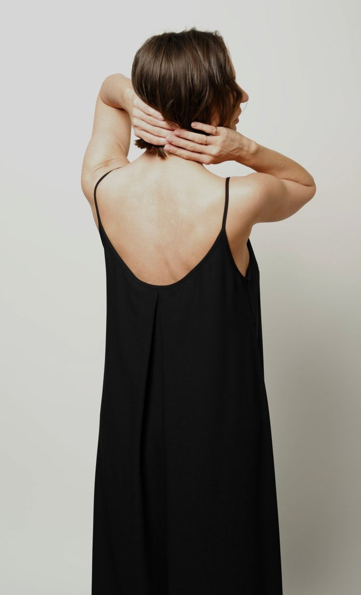 Low - back Maxi Dress with Straps Black - BeaA - Be At Home with Yourself - Dress