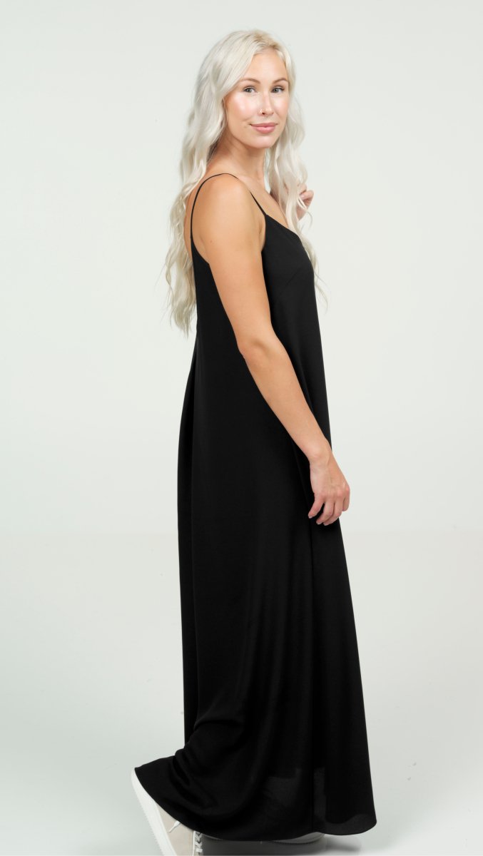 Low - back Maxi Dress with Straps Black - BeaA - Be At Home with Yourself - Dress