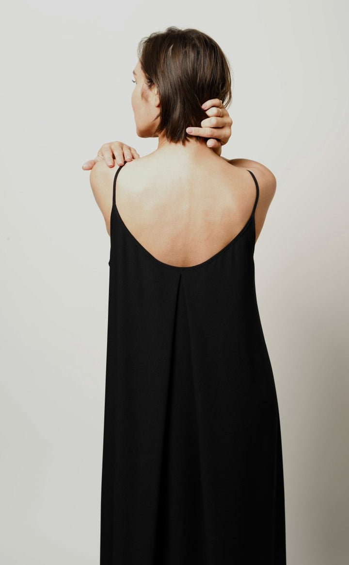 Low - back Maxi Dress with Straps Black - BeaA - Be At Home with Yourself - Dress