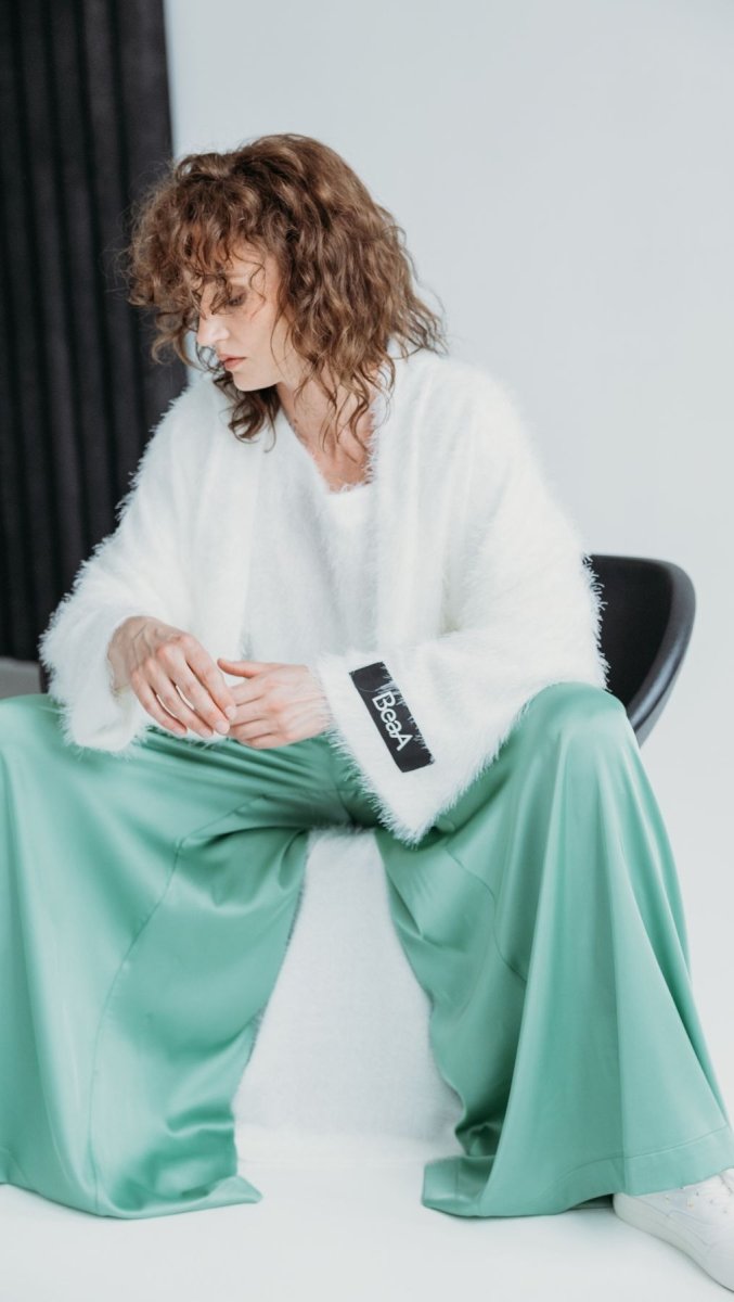 Mint Silk Palazzo Trousers - BeaA - Be At Home with Yourself - Trousers