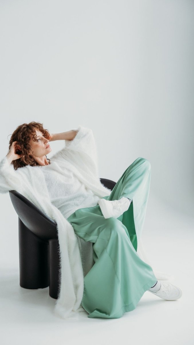 Mint Silk Palazzo Trousers - BeaA - Be At Home with Yourself - Trousers