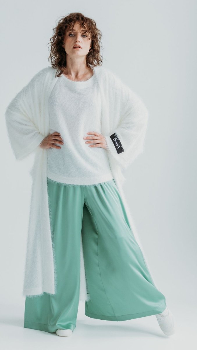 Mint Silk Palazzo Trousers - BeaA - Be At Home with Yourself - Trousers