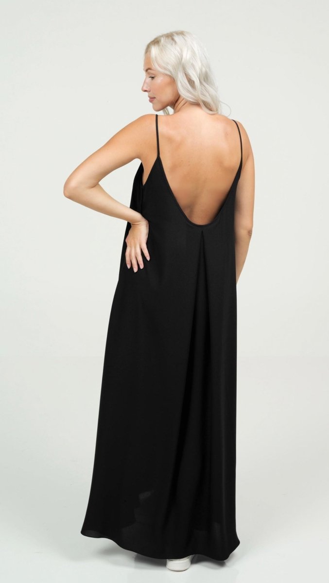 Open - back Maxi Dress Black - BeaA - Be At Home with Yourself - Long Dress