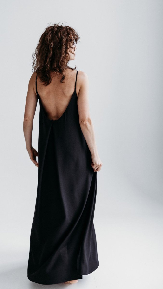 Open - back Maxi Dress Black - BeaA - Be At Home with Yourself - Long Dress