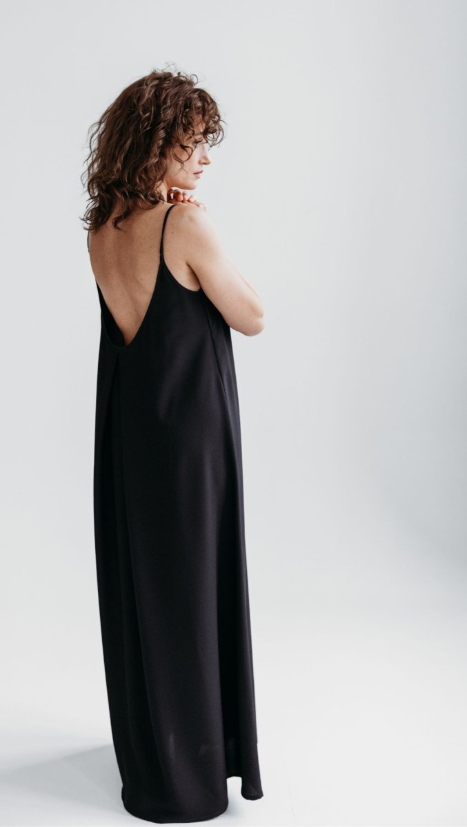 Open - back Maxi Dress Black - BeaA - Be At Home with Yourself - Long Dress