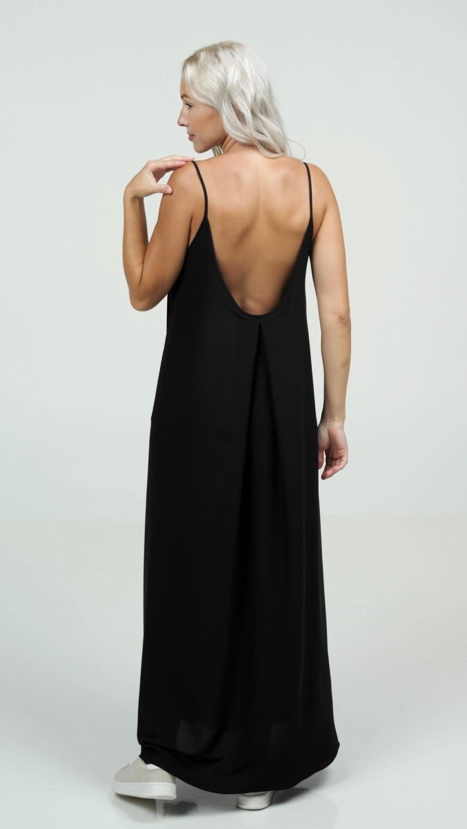 Open - back Maxi Dress Black - BeaA - Be At Home with Yourself - Long Dress