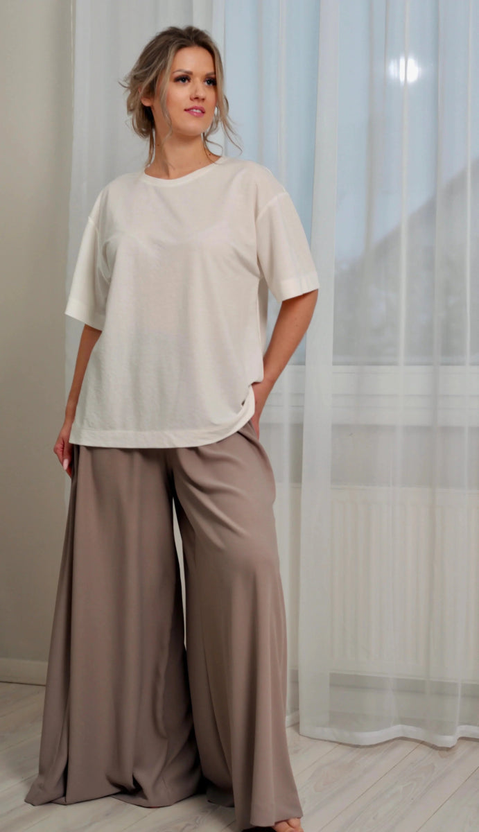 Wide Palazzo Trousers Cocoa Edition BeaA - Be At Home with Yourself