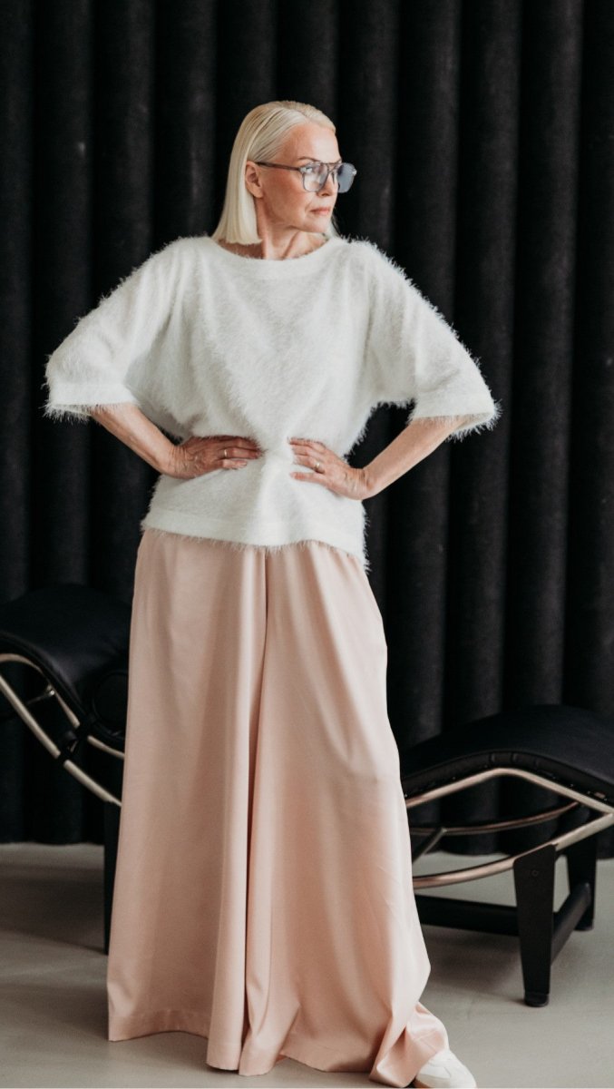 Palazzo Trousers Silk Beige - BeaA - Be At Home with Yourself - Wide Trousers