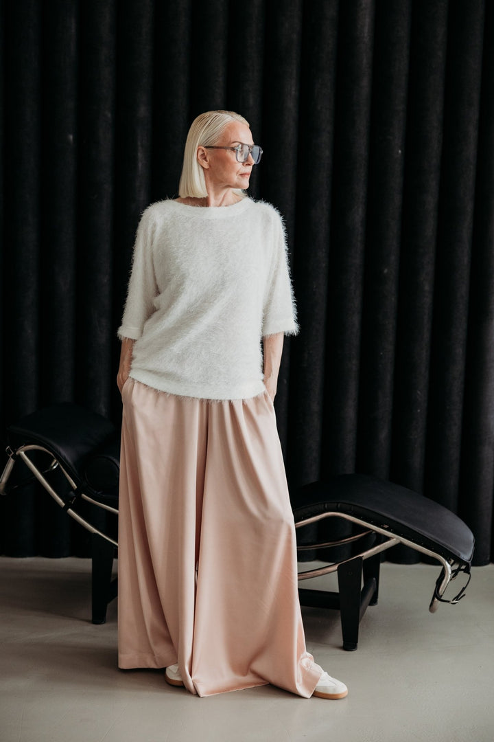 Palazzo Trousers Silk Beige - BeaA - Be At Home with Yourself - Wide Trousers