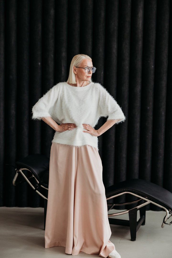 Palazzo Trousers Silk Beige - BeaA - Be At Home with Yourself - Wide Trousers