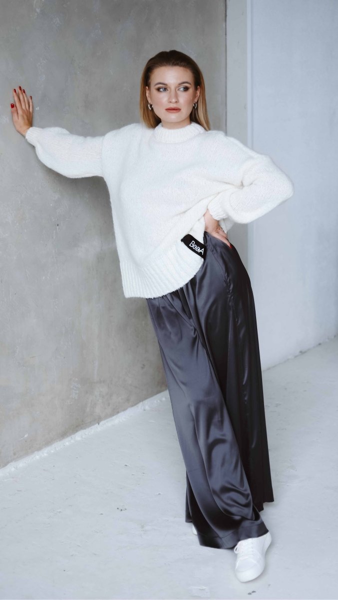 Palazzo trousers Silk Graphite - BeaA - Be At Home with Yourself - Trousers