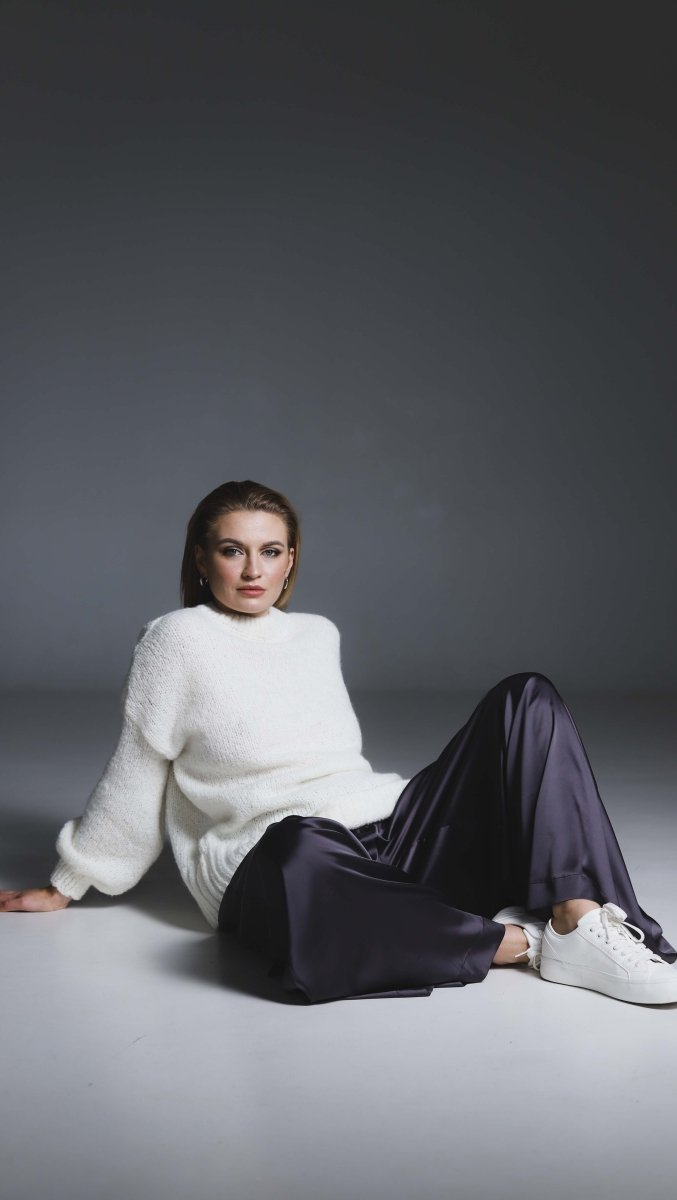 Palazzo trousers Silk Graphite - BeaA - Be At Home with Yourself - Trousers