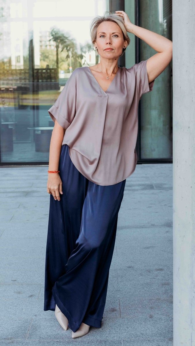 Palazzo trousers Silk Midnight Blue - BeaA - Be At Home with Yourself - Trousers
