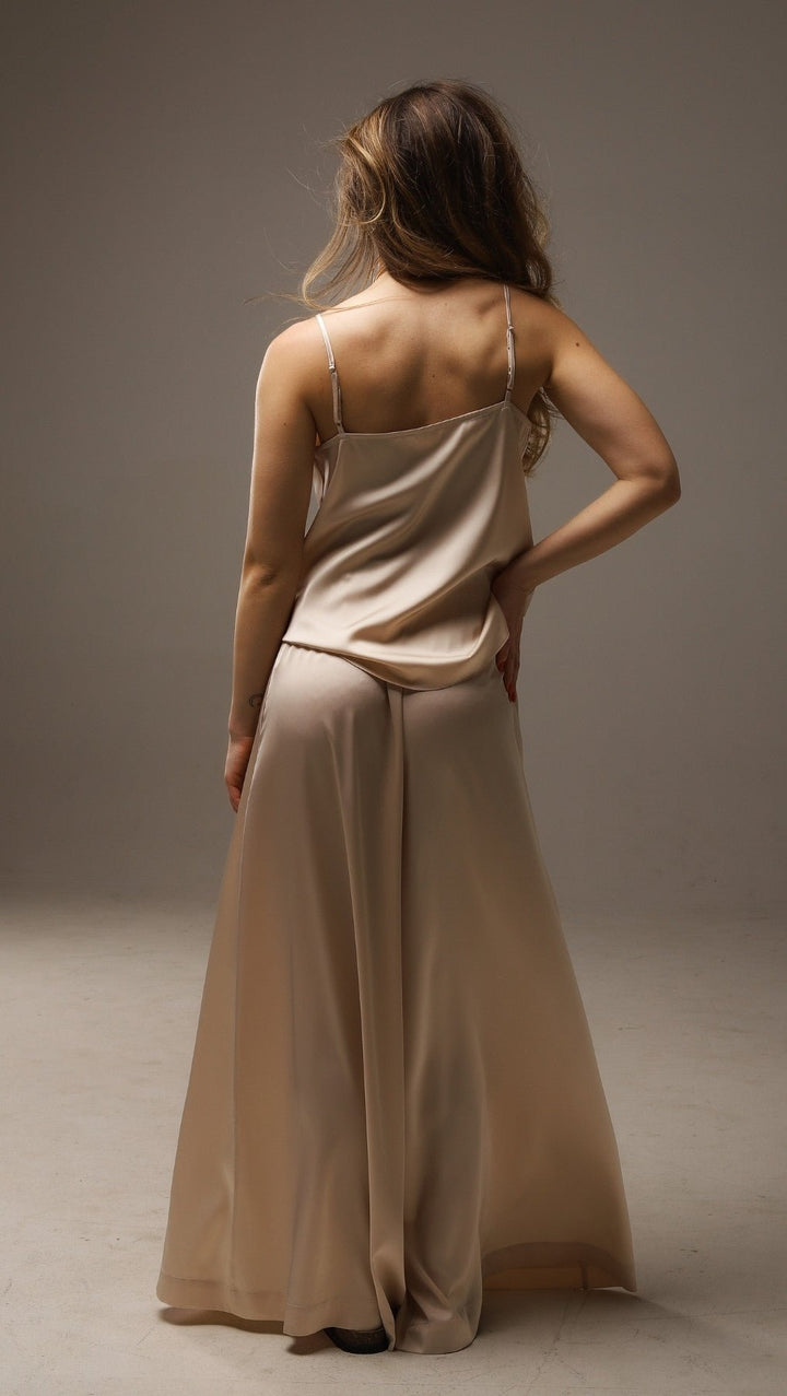 Silk Palazzo Trousers Champagne - BeaA - Be At Home with Yourself - Trousers