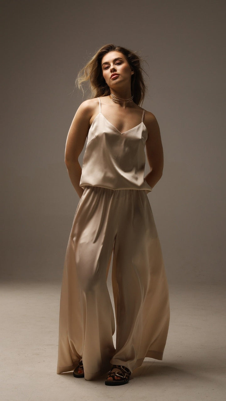 Top with tiny straps Champagne - BeaA - Be At Home with Yourself - Top