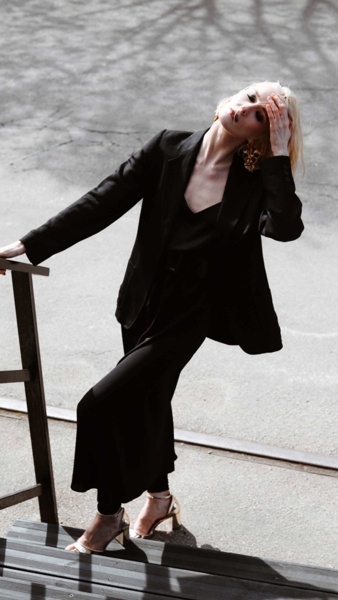 Top with Tiny Straps Silk Black - BeaA - Be At Home with Yourself - Top