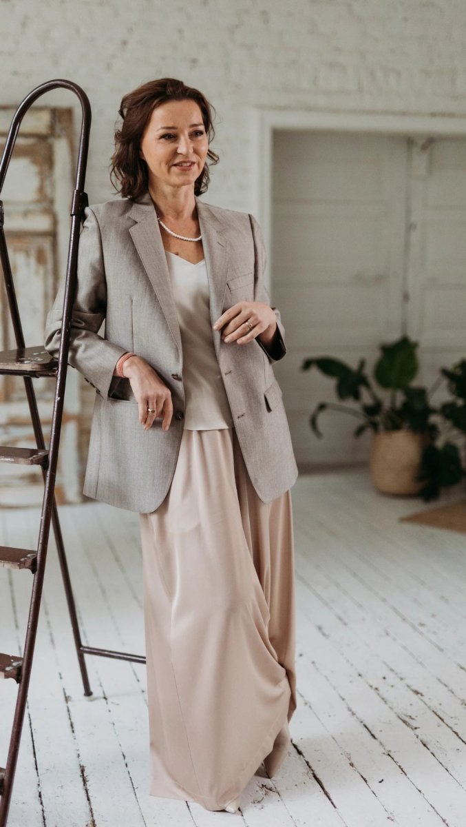 Top with tiny straps Silk Champagne - BeaA - Be At Home with Yourself - Top