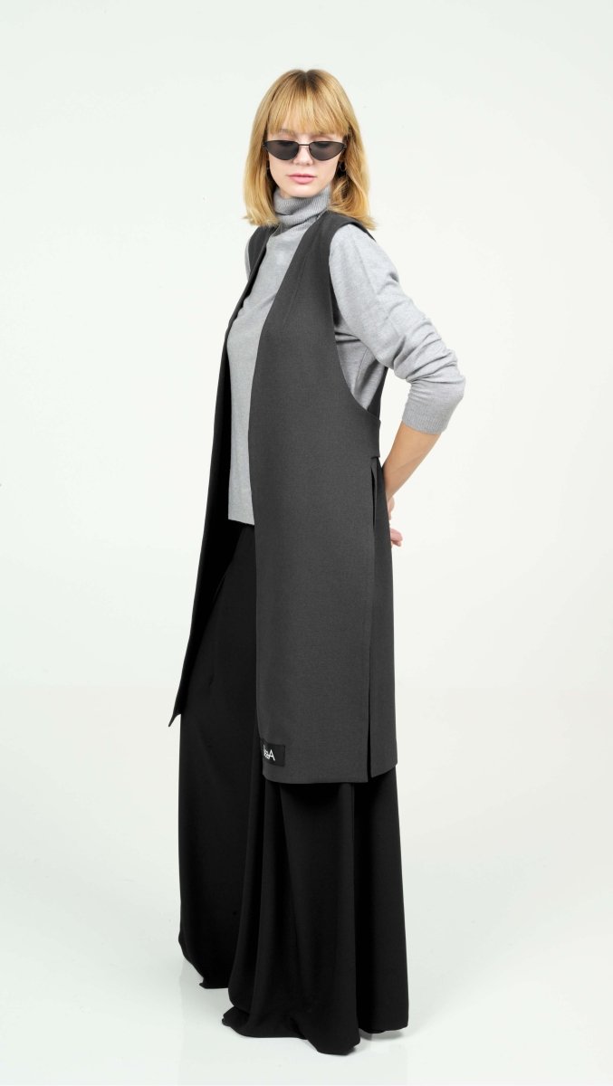 Vest midi Dark gray - BeaA - Be At Home with Yourself - vests