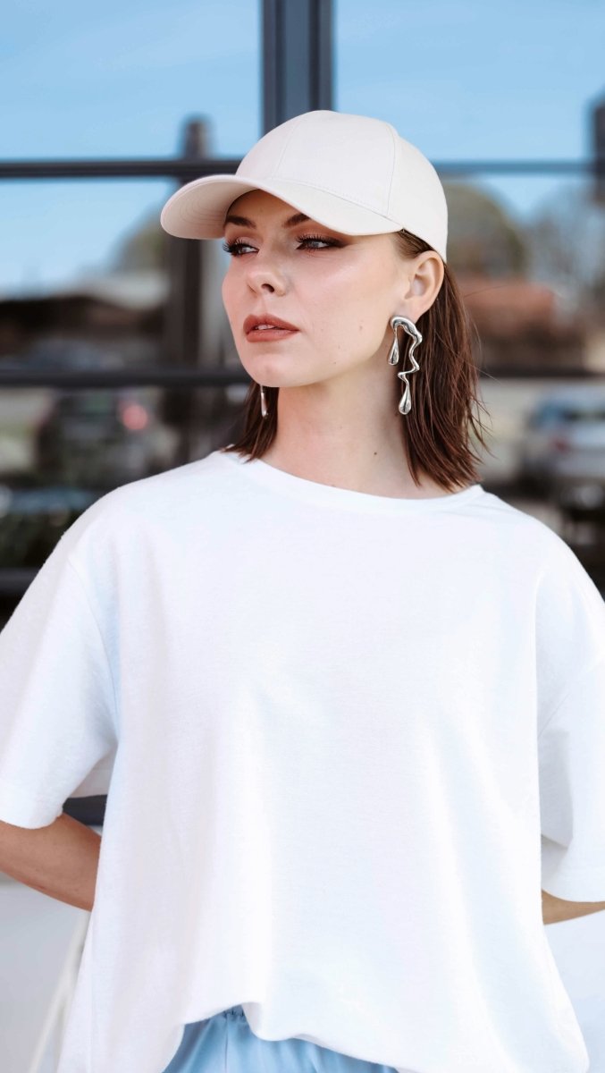 White Oversized T-Shirt for Women - BeaA - Be At Home with Yourself - T-Shirt