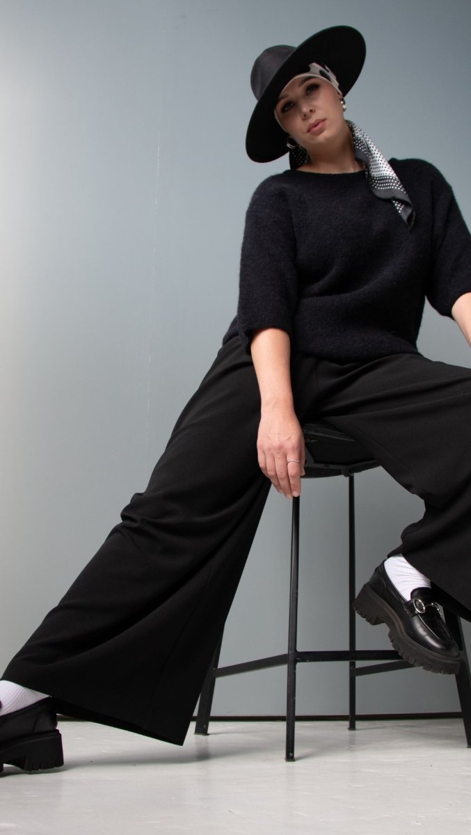 Wide - leg Trousers Black - BeaA - Be At Home with Yourself - Trousers