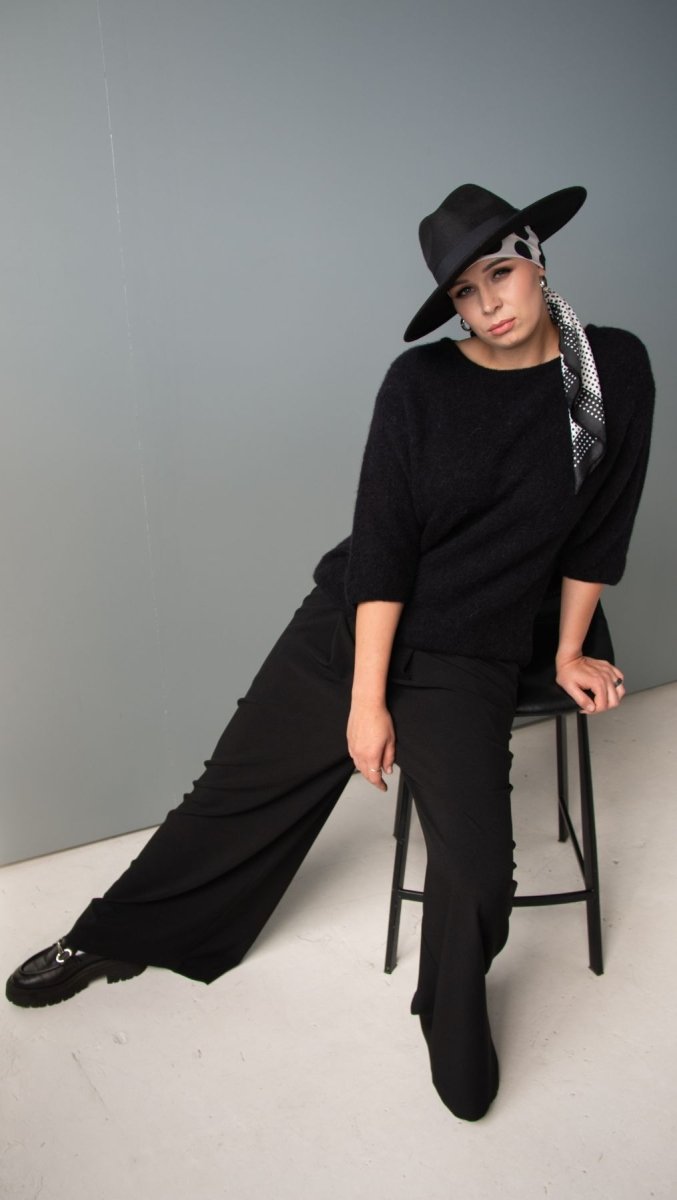 Wide - leg Trousers Black - BeaA - Be At Home with Yourself - Trousers