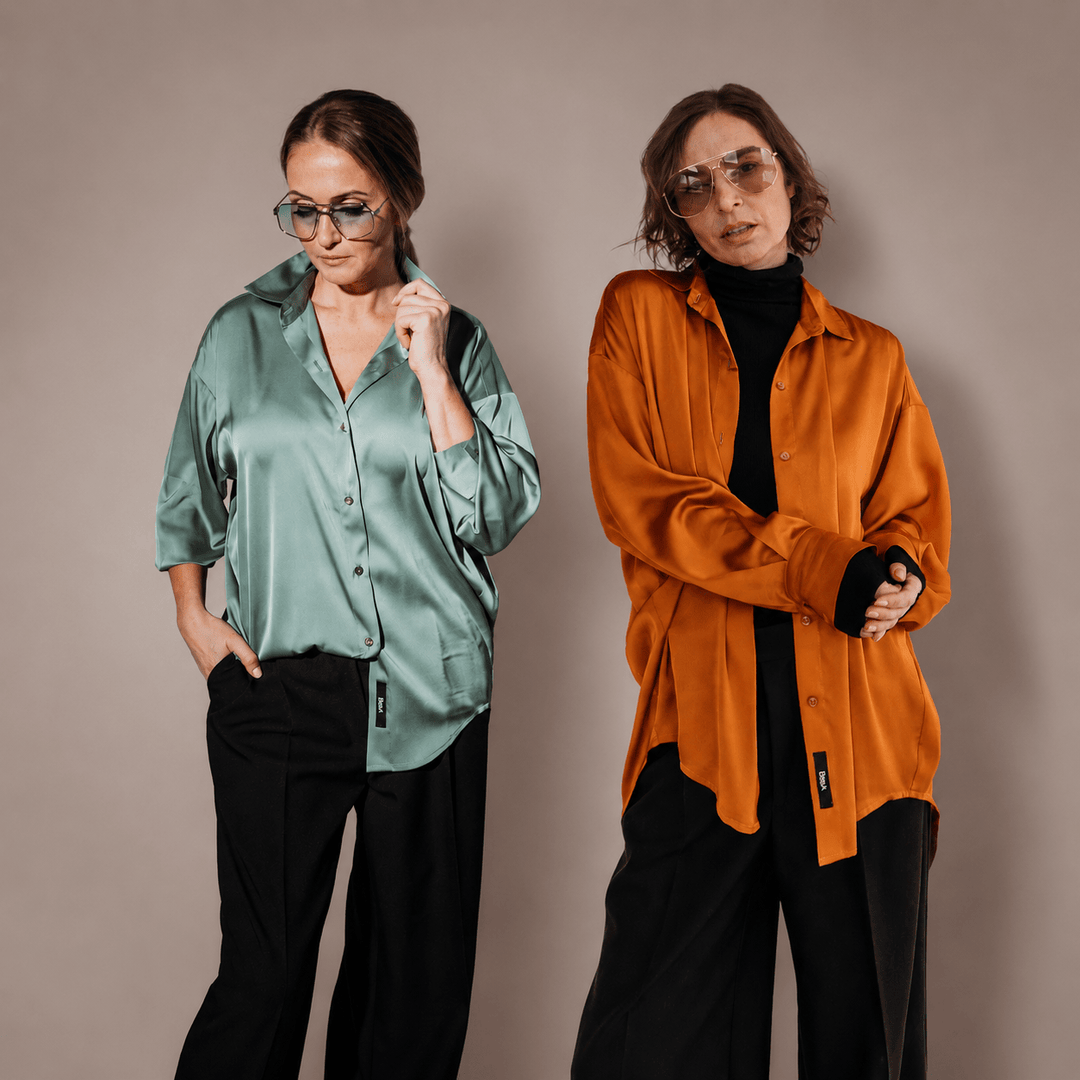 Silk Shirts Hot Lava & Basil - BeaA - Be At Home with Yourself