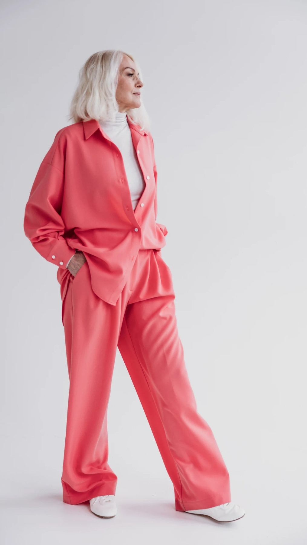Double pleat trousers Coral