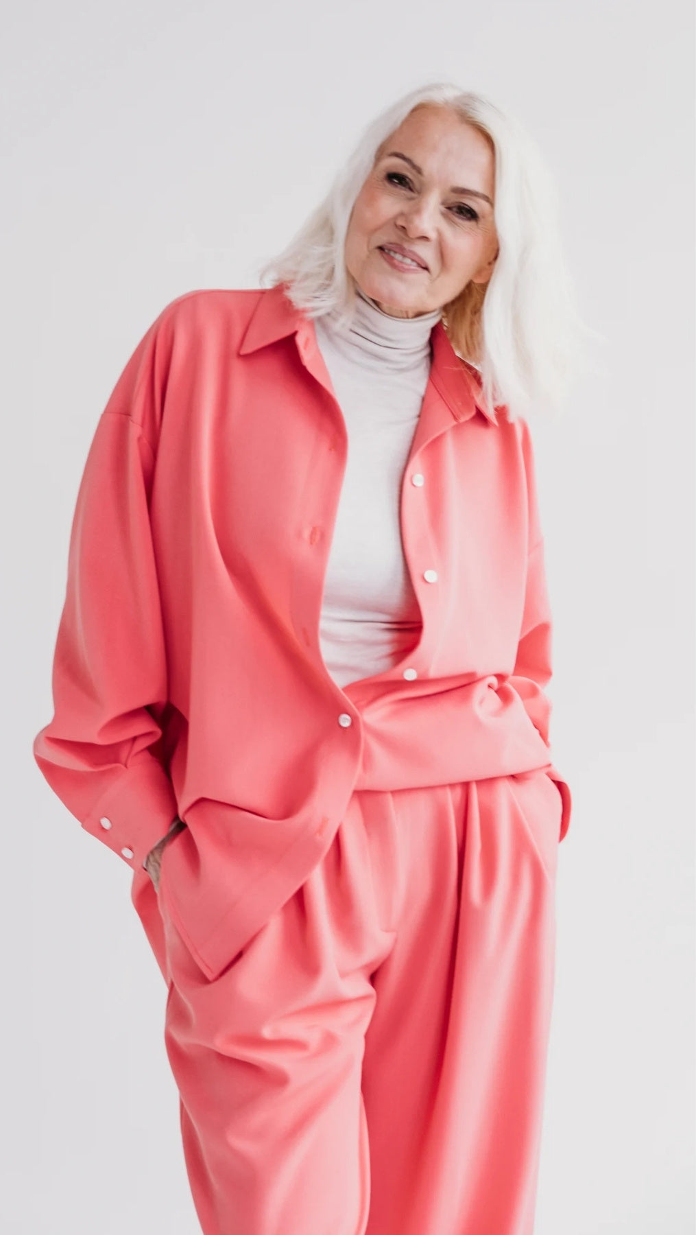 Double pleat trousers Coral