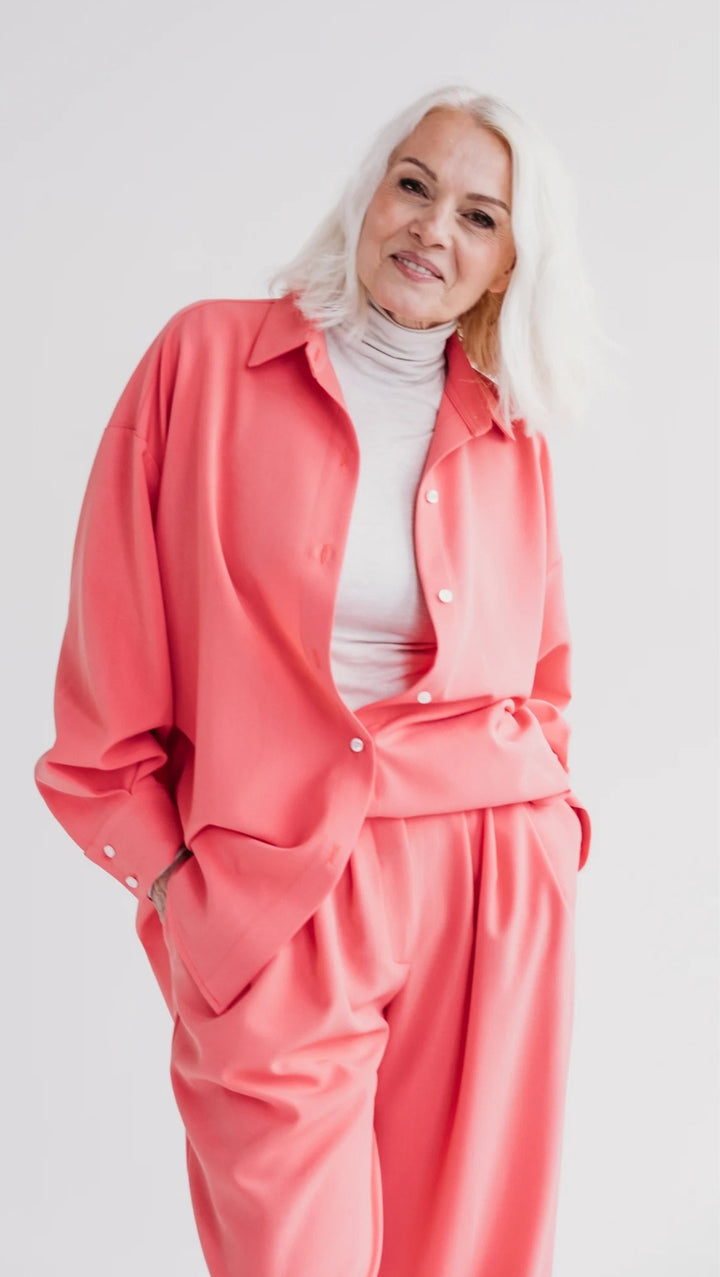 Double pleat trousers Coral