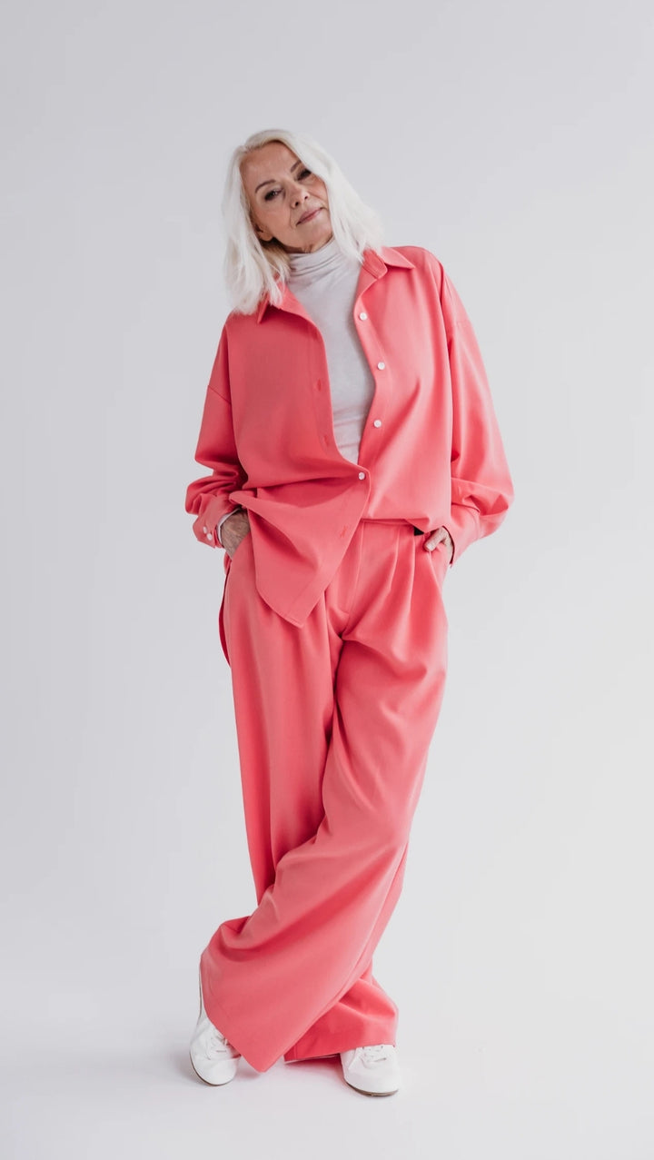 Double pleat trousers Coral