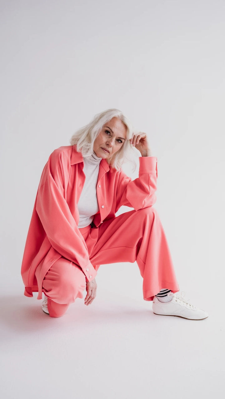 Double pleat trousers Coral