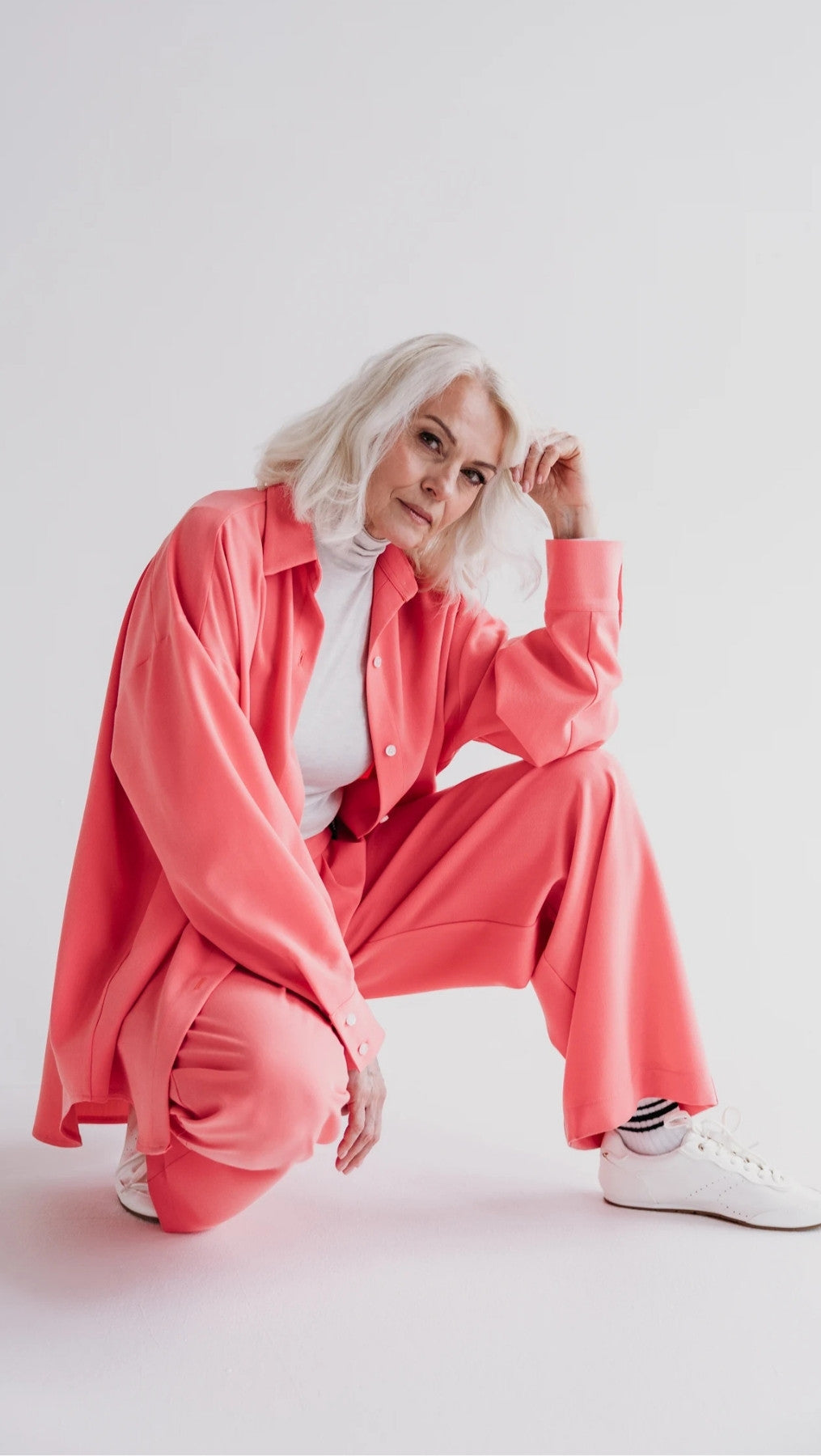 Double pleat trousers Coral